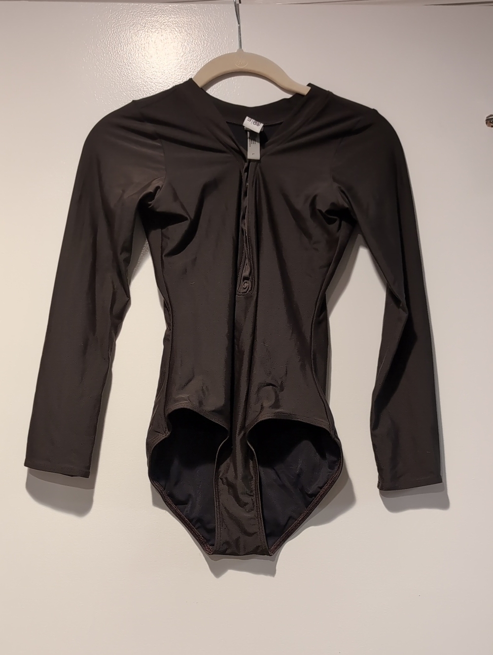 Long Sleeve One-Piece Swimsuit - Brown